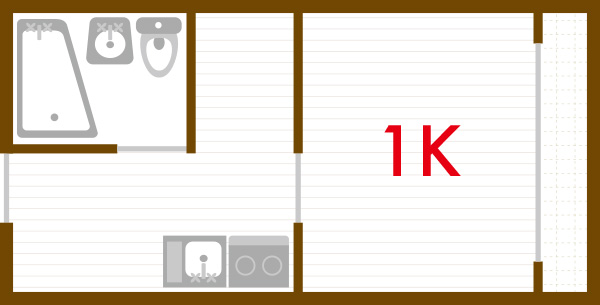 1Kタイプの間取り図
